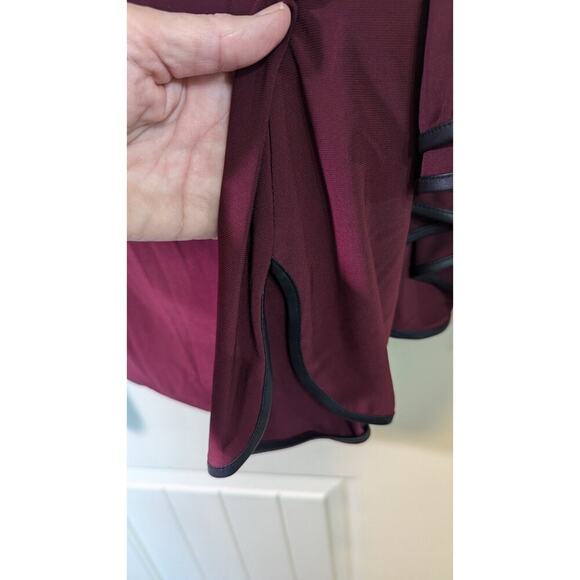 MSK Women Blouse Plus Size 3X Faux Leather Trim Flutter Sleeves Blouson - Picture 7 of 11